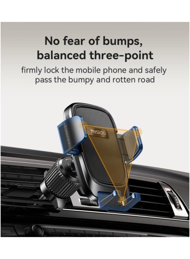 The C241 Smart Car Phone Holder for Air Vent Mounting – 360° Flexible Rotation and Stable Protection While Driving – Compatible with Phones from 4.7 to 7.2 inches – Easy to Install and Use Without Tools - Image 3