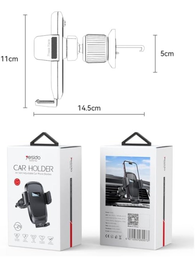 The C241 Smart Car Phone Holder for Air Vent Mounting – 360° Flexible Rotation and Stable Protection While Driving – Compatible with Phones from 4.7 to 7.2 inches – Easy to Install and Use Without Tools - Image 2