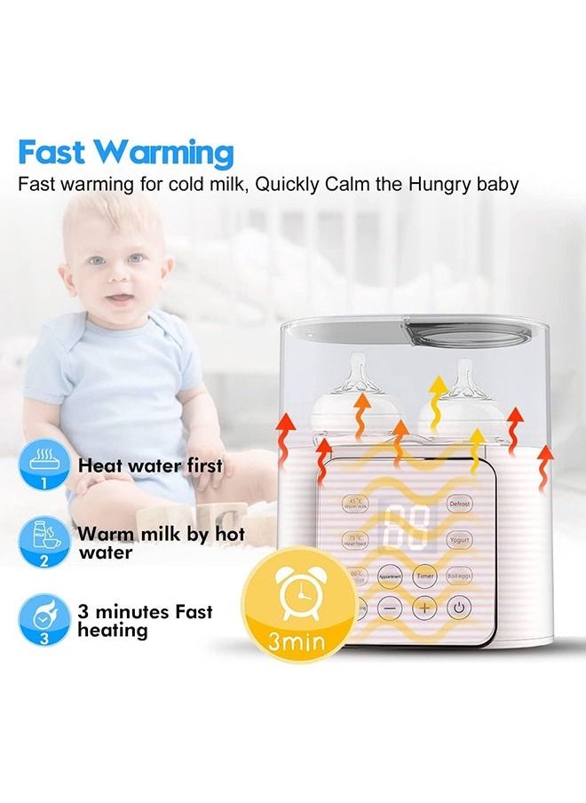 Arabest Baby Bottle Warmer and Breast Milk Warmer, 6-in-1 Multifuntion Fast Baby Food Heater & Defrost Warmer with Timer for Twins, LCD Display Accurate Temperature Adjustment, 24H Constant Mode (White)  - Image 4