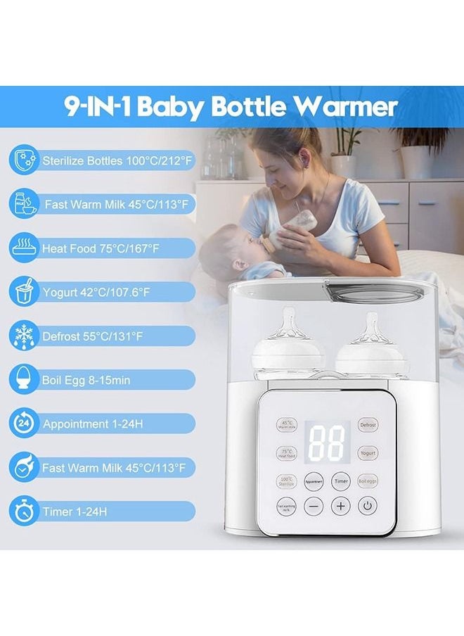 Arabest Baby Bottle Warmer and Breast Milk Warmer, 6-in-1 Multifuntion Fast Baby Food Heater & Defrost Warmer with Timer for Twins, LCD Display Accurate Temperature Adjustment, 24H Constant Mode (White)  - Image 3