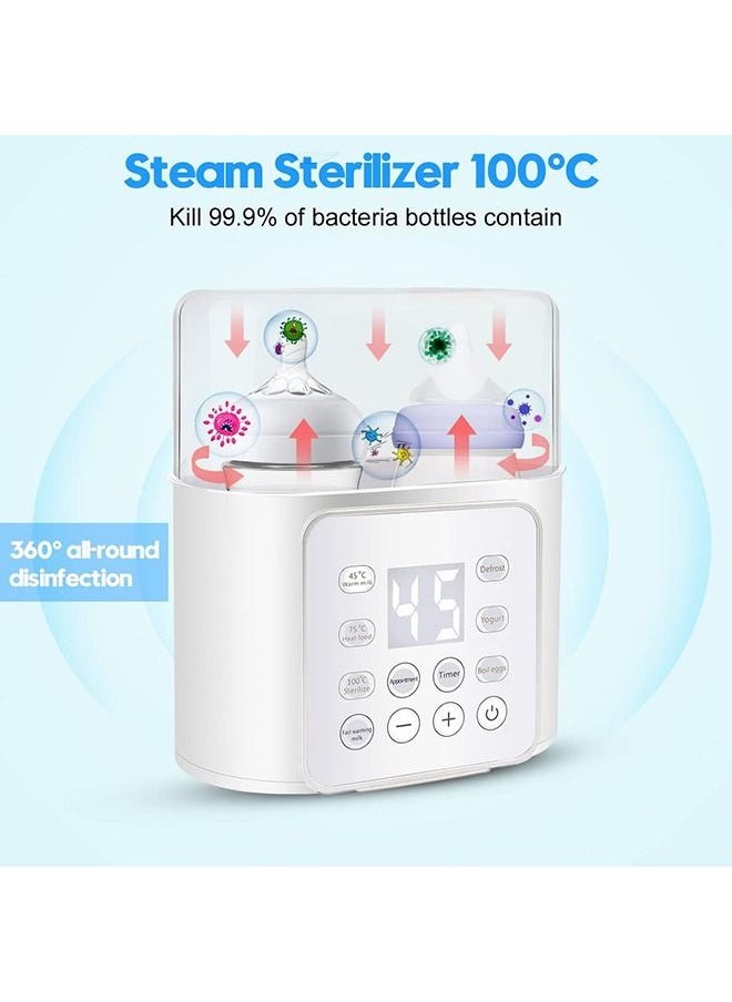 Arabest - Baby Bottle Warmer and Breast Milk Warmer, 6-in-1 Multifuntion Fast Baby Food Heater & Defrost Warmer with Timer for Twins, LCD Display Accurate Temperature Adjustment, 24H Constant Mode (White) - Image 1