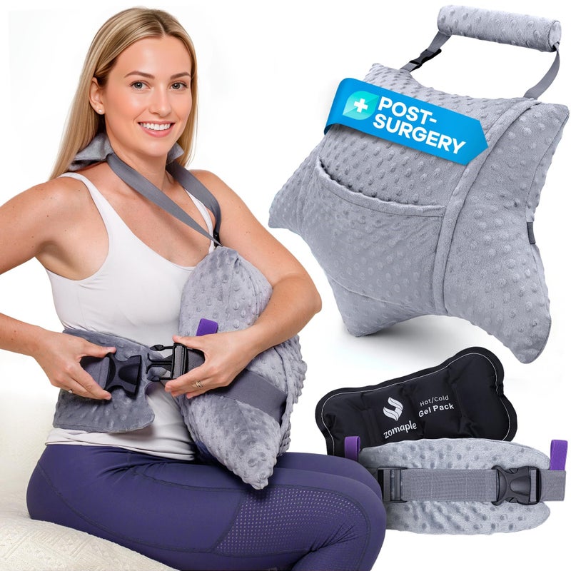Zomaple Recovery Hysterectomy Pillow with Strap, Gel Pack & Lumbar Support â€“ Post Abdominal Surgery Must Haves â€“ Ideal for C-Section, Laparoscopic & Hernia Healing Comfort - Image 1