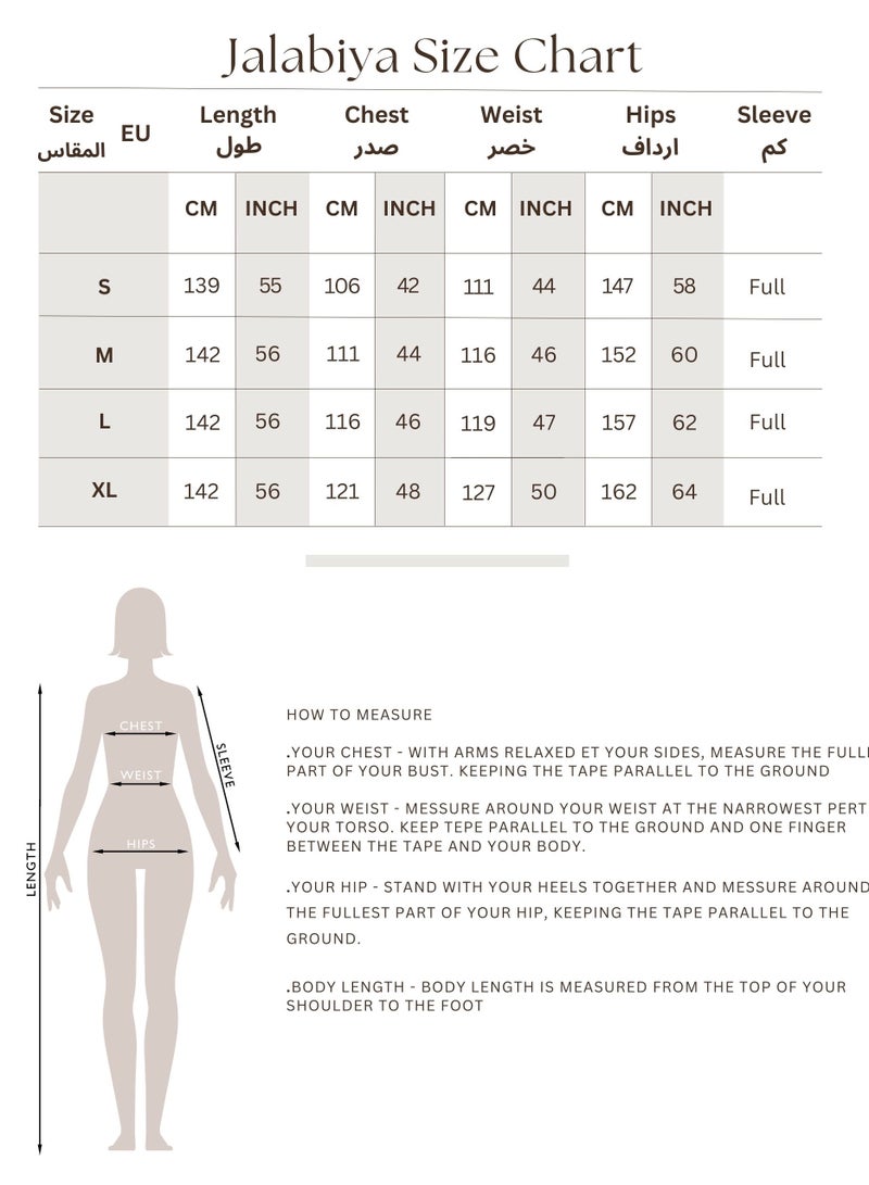 اكسا جلابية مطرزة سادة بياقة ماندرين أنيقة أزرق - Image 5