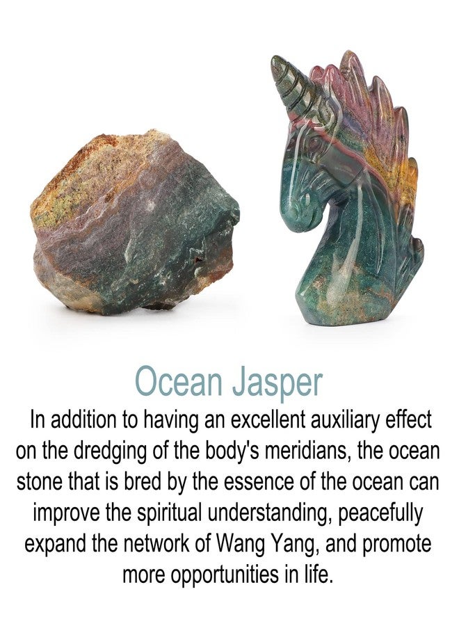 Artistone 2" Unicorn Crystal Gemstone Statue Figurine Sculpture Collection Hand Carved Reiki Healing Crystal Stone(Ocean Jasper) - Image 2