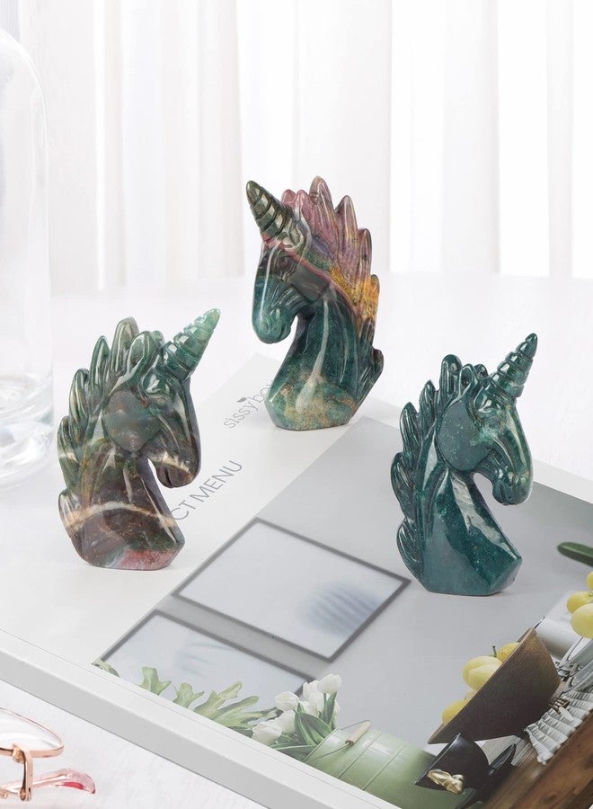 Artistone 2" Unicorn Crystal Gemstone Statue Figurine Sculpture Collection Hand Carved Reiki Healing Crystal Stone(Ocean Jasper) - Image 4