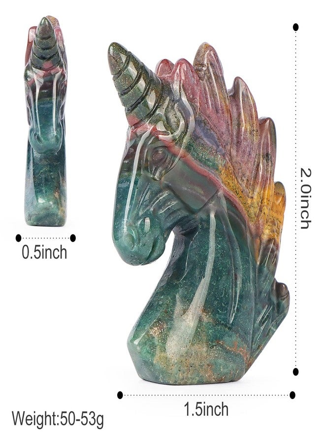 Artistone 2" Unicorn Crystal Gemstone Statue Figurine Sculpture Collection Hand Carved Reiki Healing Crystal Stone(Ocean Jasper) - Image 3