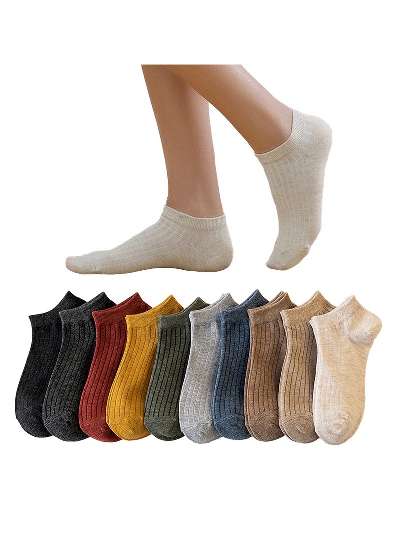 SOLARAE 10 Pairs Women's Cotton Ankle Socks - Breathable Low Cut No Show Casual Non-Slip Socks, US Size 5-8 - Image 1