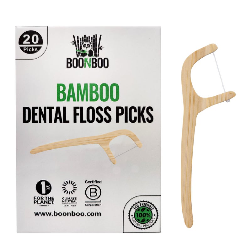 BOONBOO Bamboo Dental Floss Picks 20 Counts