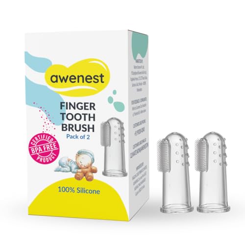 awenest Silicone Baby Finger Toothbrush | BPA-Free Soft Bristles for Gentle Gum Cleaning | 100% Food-Grade Silicone | For Newborns, Infants & Kids | Easy to Use, Hygienic & Safe | Pack of 2 - Image 1
