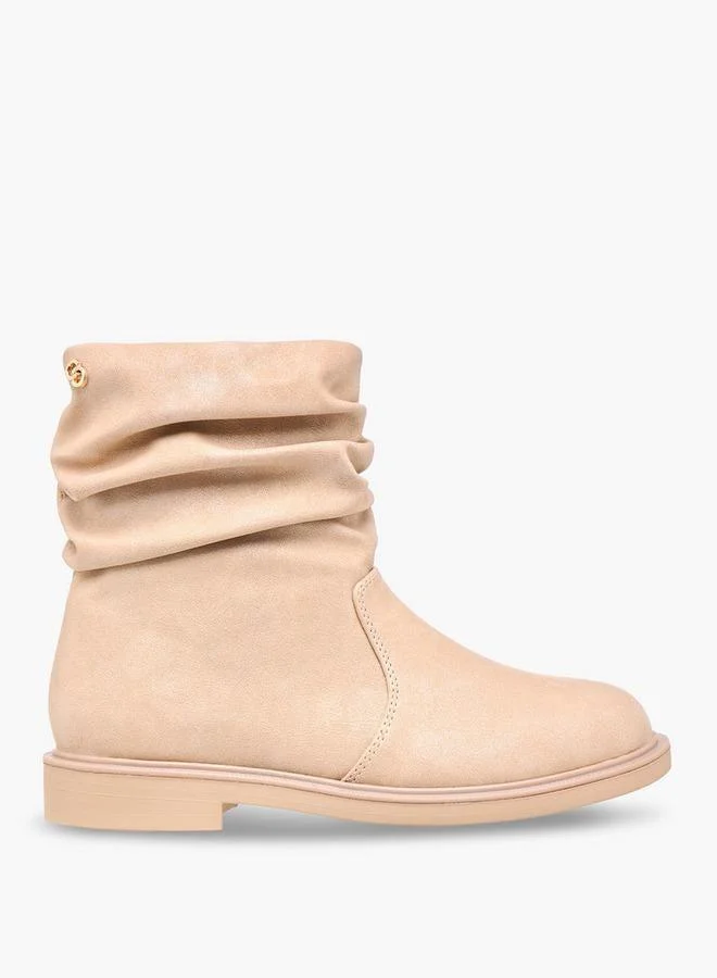 سيليست بوت بناتي بكعب عالٍ بلمسة مكشكشة وسحاب إغلاق