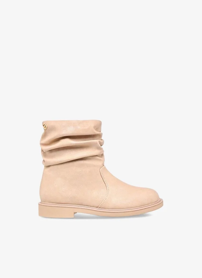 سيليست بوت بناتي بكعب عالٍ بلمسة مكشكشة وسحاب إغلاق