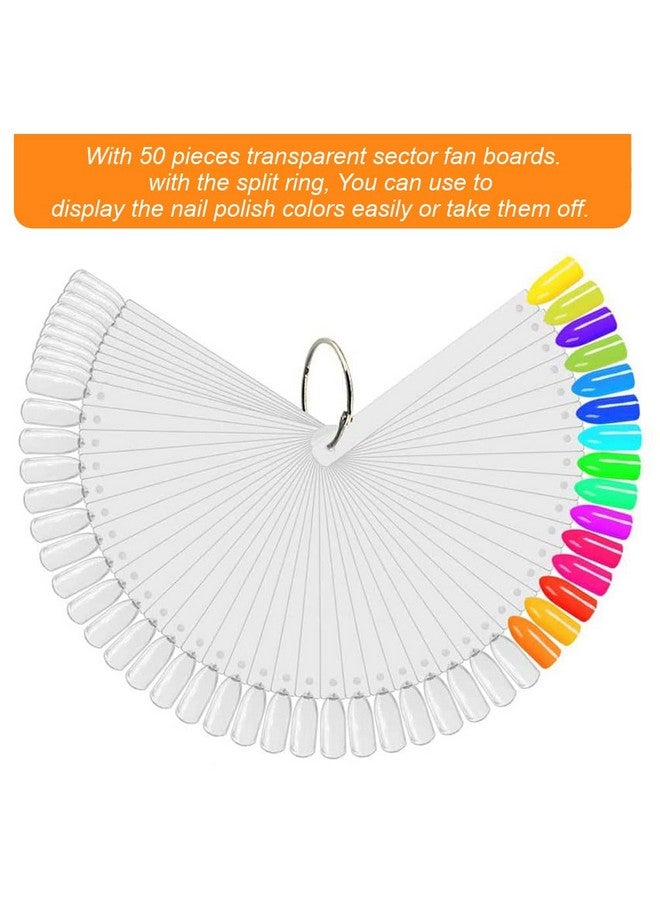 JASSINS JASSINS 50 Pcs Nail Swatch Sticks with Ring and Numbered Tips - Clear Fan-shaped Display for Nail Art Polish Practice - Image 3