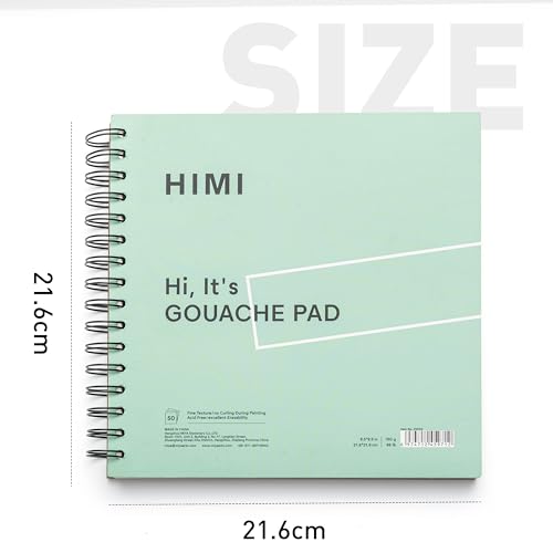 HIMI Gouache Pad 8.5X8.5''(98lb/160g) 50 Sheets Mix Paper Pad, Side Wire Bound, Fine Texture, in Gouache Acrylic Art Pad for Sketching, Ink Sketch Book, Art Supplies Drawing Pad Gift （Green） - Image 4