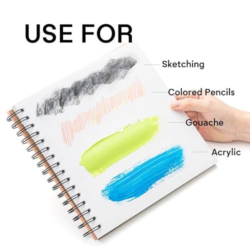 HIMI Gouache Pad 8.5X8.5''(98lb/160g) 50 Sheets Mix Paper Pad, Side Wire Bound, Fine Texture, in Gouache Acrylic Art Pad for Sketching, Ink Sketch Book, Art Supplies Drawing Pad Gift （Green） - Image 2