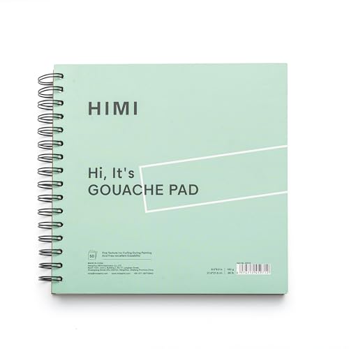 HIMI Gouache Pad 8.5X8.5''(98lb/160g) 50 Sheets Mix Paper Pad, Side Wire Bound, Fine Texture, in Gouache Acrylic Art Pad for Sketching, Ink Sketch Book, Art Supplies Drawing Pad Gift （Green） - Image 1