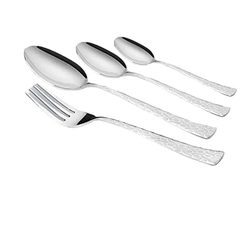 FNS Montavo Pacific Style Stainless Steel Cutlery Set - 24 Pcs with Hanging Stand, Includes Dinner Spoons, Forks, Tea Spoons, Baby Spoons for Kitchen Table Use - Image 2