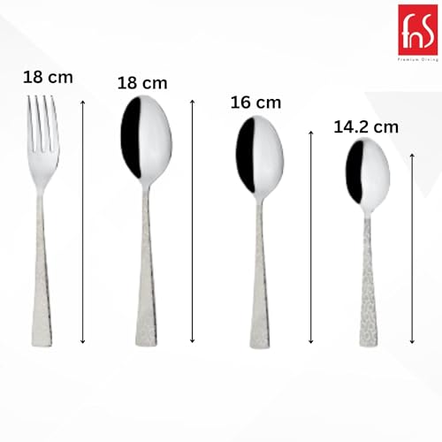 FNS Montavo Pacific Style Stainless Steel Cutlery Set - 24 Pcs with Hanging Stand, Includes Dinner Spoons, Forks, Tea Spoons, Baby Spoons for Kitchen Table Use - Image 4