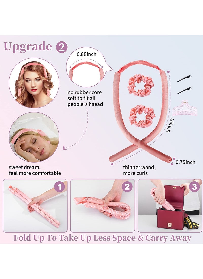 KASTWAVE Heatless Hair Curler, Curling Headband with Segmented Design Without Heating Wire, Overnight Curling Iron Does Not Disturb Sleep, Silk Curling Ribbon with Rubber Band and Clip  - Image 3