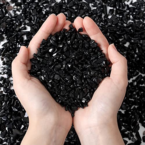 MAIBAOTA Natural Black Obsidian Crystal Quartz Rocks Chips Vase Filler Rocks for Succulent Plant Small Fish Tank Aquarium Gravel Decorative Pebbles Stones(200 gram) - Image 1