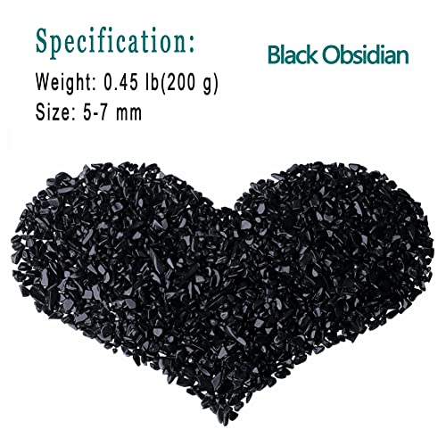 MAIBAOTA Natural Black Obsidian Crystal Quartz Rocks Chips Vase Filler Rocks for Succulent Plant Small Fish Tank Aquarium Gravel Decorative Pebbles Stones(200 gram) - Image 2