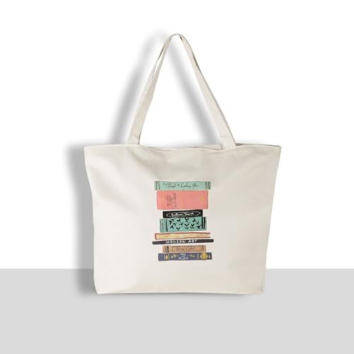 BAGILO Large Capacity Shoulder Bag Shoulder Tote Bag for Women, Cloth Bags for Women, Travel Pouch Canvas Bag Lovely Design Travel Size (White) - Image 2