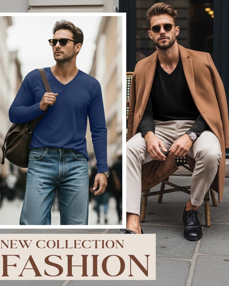 Ficerd 3 Pack Big and Tall Shirts for Men V Neck Cotton Long Sleeve Tee L-7XL Casual Loose Tops Oversized Basic T Shirts(Black, Light Gray, Blue,3X-Large) - Image 5