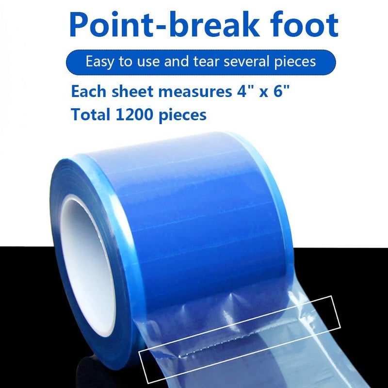 Hisight Barrier Film Roll Tape Blue 4" x 6" 1200 Sheets for Dental, Tattoo and Makeup Microblading, with Dispenser Box (600ft) - Image 5