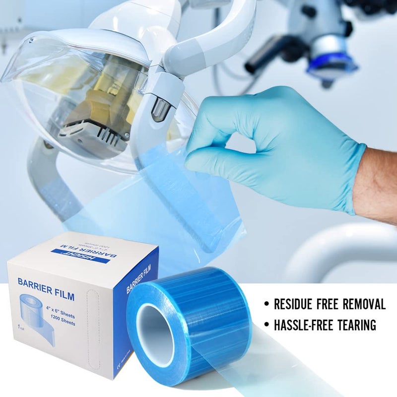 Hisight Barrier Film Roll Tape Blue 4" x 6" 1200 Sheets for Dental, Tattoo and Makeup Microblading, with Dispenser Box (600ft) - Image 4