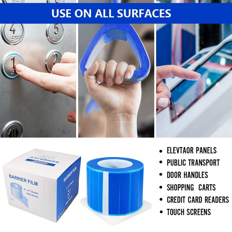 Hisight Barrier Film Roll Tape Blue 4" x 6" 1200 Sheets for Dental, Tattoo and Makeup Microblading, with Dispenser Box (600ft) - Image 2