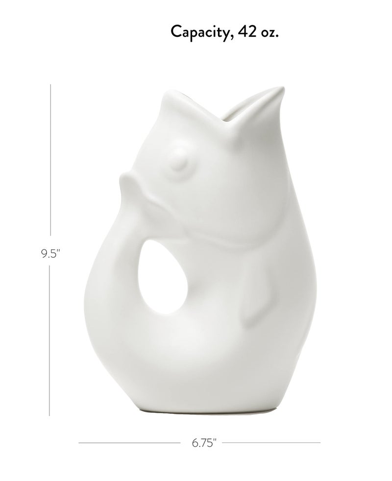 Gurgle Pot Matte White Gurgle Pot | Large Water Pitcher or Flower Vase | Matte White Serving Ware for Parties | Indoor & Outdoor Serveware | Centerpiece for Dining Room & Coffee Tables - Image 2