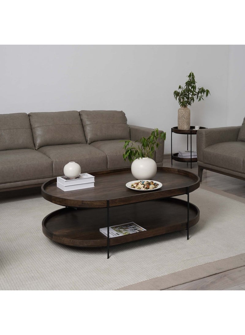 Pan Home Rigby Coffee Table Solid Wood - Brown & Black - Image 1