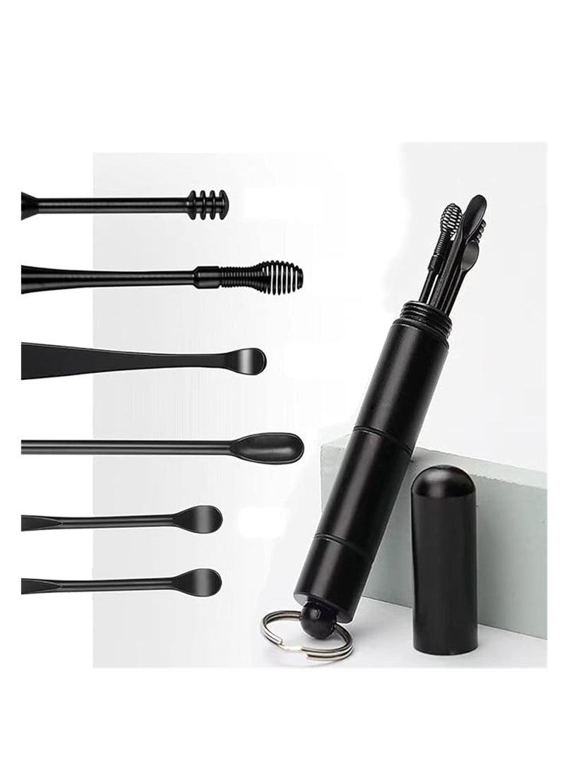 Generic 6 Pack/Set Ear Wax Pickers Stainless Steel Ear pick Wax Remover Piercing Kit Earwax Spoon Care Ear Clean Tool Ear Cleaner  - Image 1