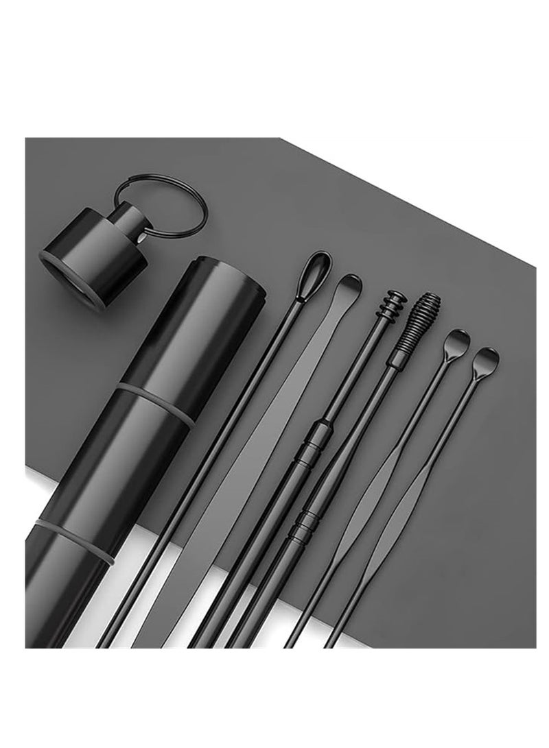 Generic 6 Pack/Set Ear Wax Pickers Stainless Steel Ear pick Wax Remover Piercing Kit Earwax Spoon Care Ear Clean Tool Ear Cleaner  - Image 2