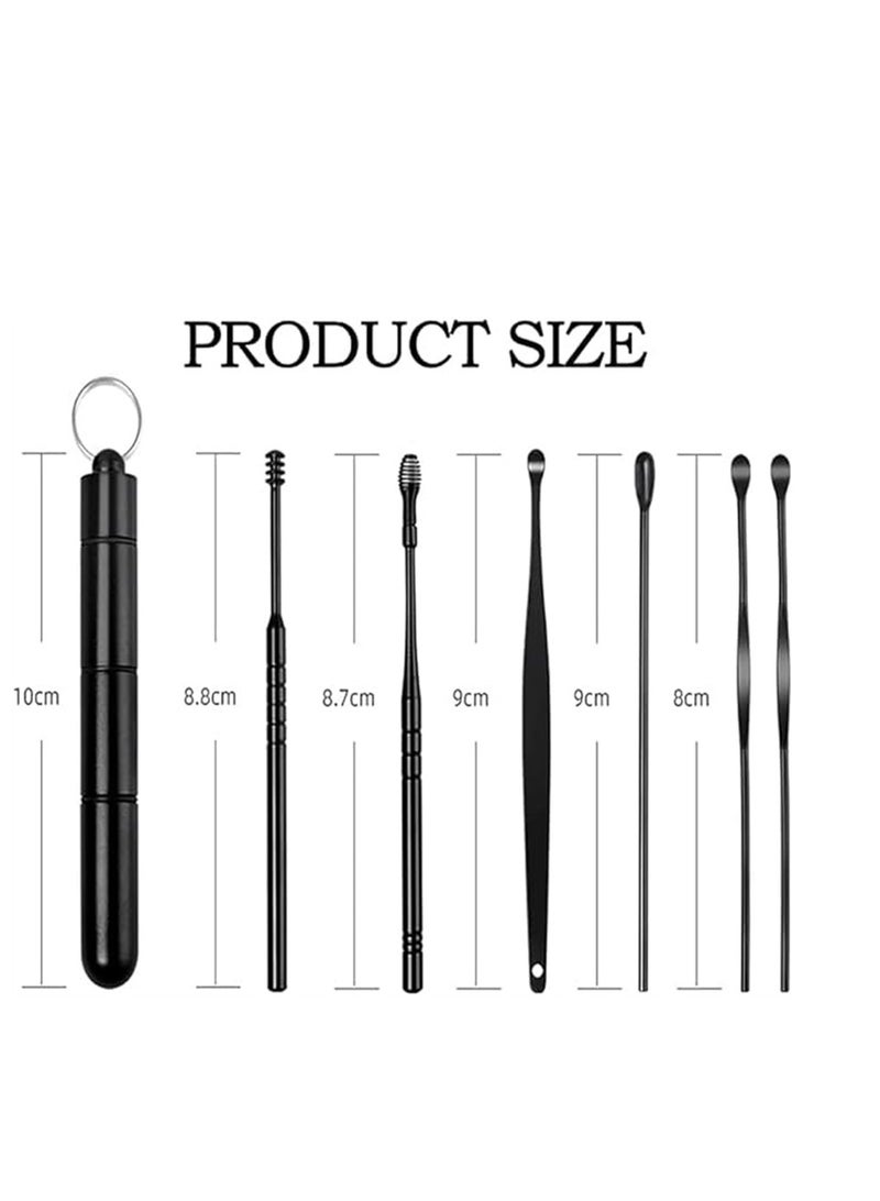 Generic 6 Pack/Set Ear Wax Pickers Stainless Steel Ear pick Wax Remover Piercing Kit Earwax Spoon Care Ear Clean Tool Ear Cleaner  - Image 3