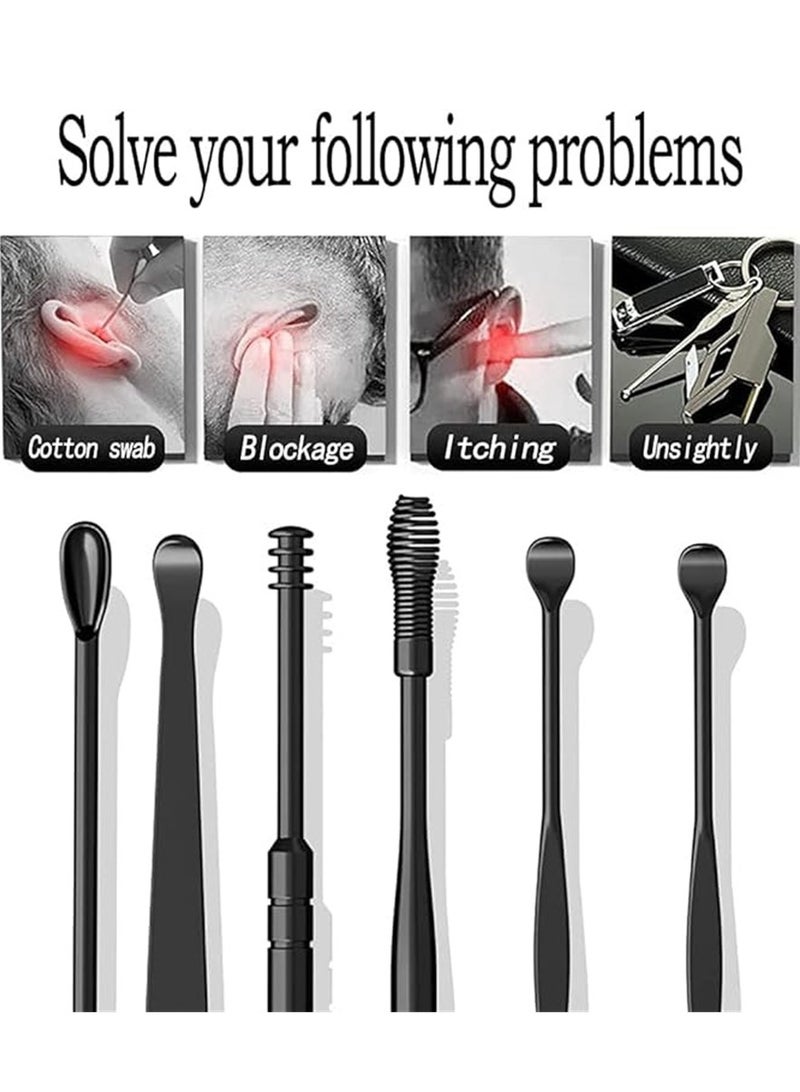 Generic 6 Pack/Set Ear Wax Pickers Stainless Steel Ear pick Wax Remover Piercing Kit Earwax Spoon Care Ear Clean Tool Ear Cleaner  - Image 4