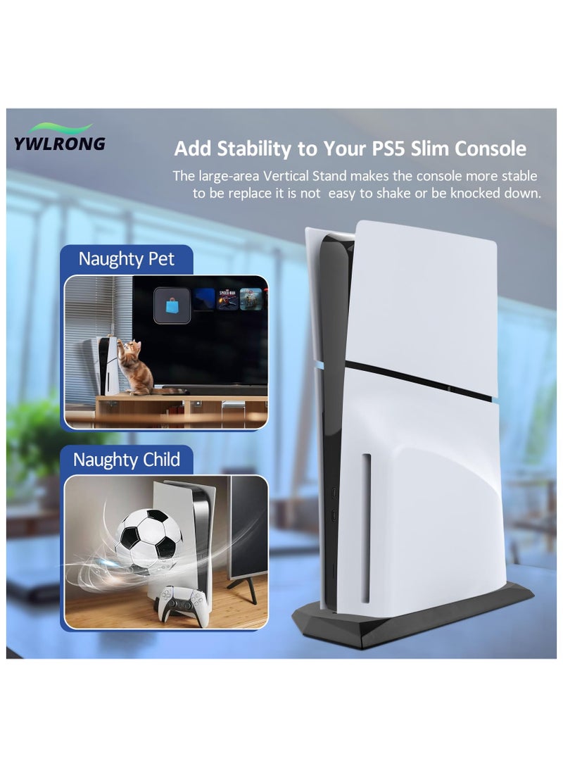 SYOSI Vertical Stand for PS5 Slim, Stand Console Bracket for Sony Playstation 5 Slim Disc Edition Vertical Stand Holder Base Cooling Accessories,  Playstation 5 Slim Base Accessories(Black)  - Image 2