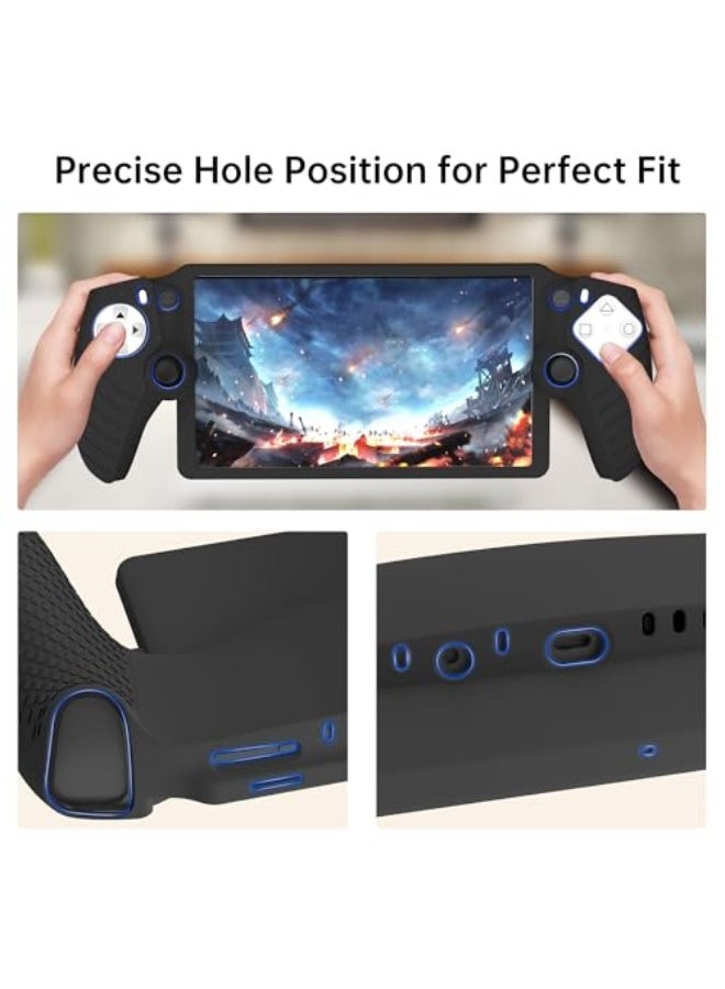 جوسيردا® 3 في 1 حزمة الإكسسوارات لبوابة بلاي ستيشن, إيفا حمل القضية لبوابة PS5, غطاء حماية السيليكون الناعم, 2 حزمة حامي الشاشة, إكسسوارات لجهاز التحكم بلاي ستيشن, أسود - Image 5