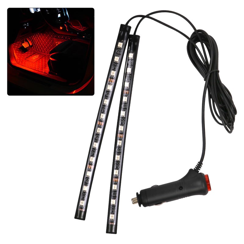 Ongfuwu Car LED Strip Light 12V 24 LED Interior Atmosphere Lights Under Dash Ambient Night Light Auto Interior Decorative Lamp with Cigarette Adapter Plug Car Accessories Red Cigarette Lighter