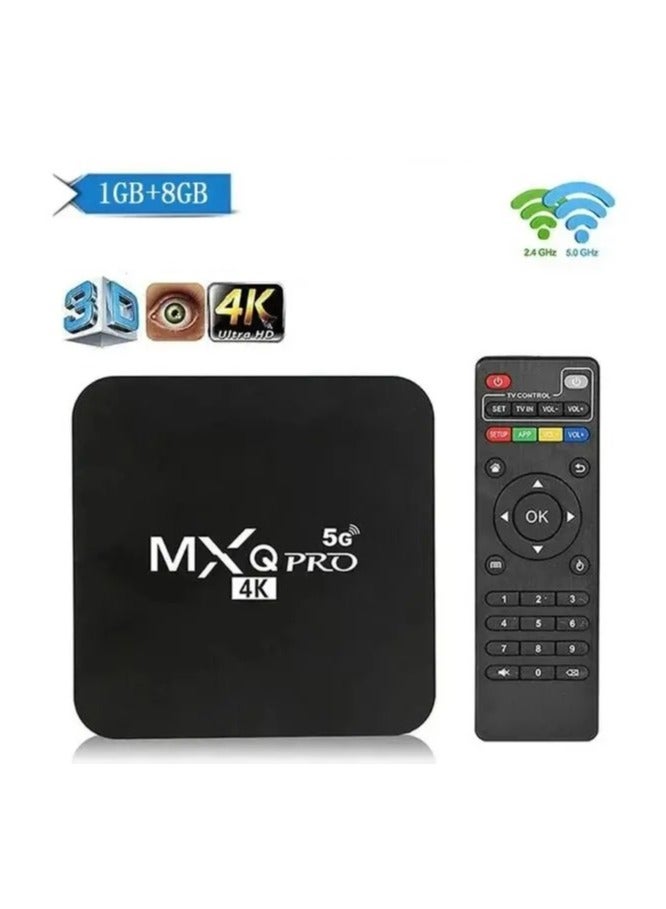 ام اكس كيو "صندوق التلفاز الذكي الجديد 2024 MXQ PRO 4K 5G HD، أندرويد 10.0، صندوق تلفاز ذكي مع واي فاي مزدوج 2.4/5G، مشغل وسائط فيديو ثلاثي الأبعاد، جهاز عرض مسرحي منزلي" - Image 1