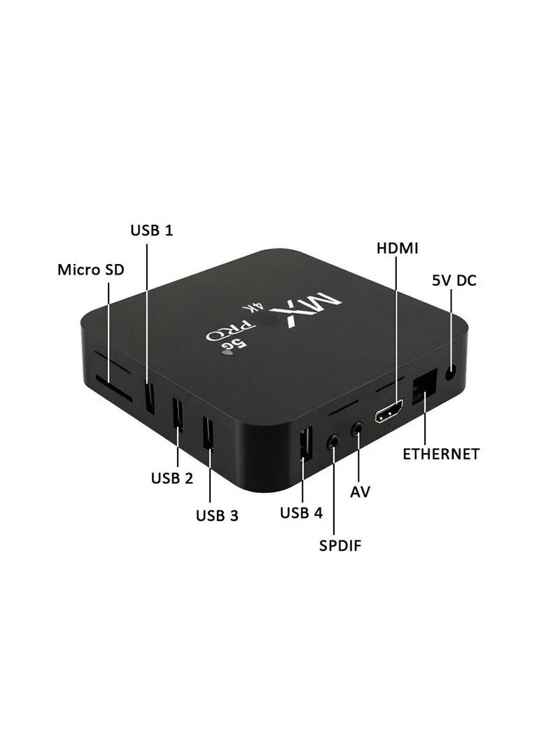 ام اكس كيو "صندوق التلفاز الذكي الجديد 2024 MXQ PRO 4K 5G HD، أندرويد 10.0، صندوق تلفاز ذكي مع واي فاي مزدوج 2.4/5G، مشغل وسائط فيديو ثلاثي الأبعاد، جهاز عرض مسرحي منزلي" - Image 3