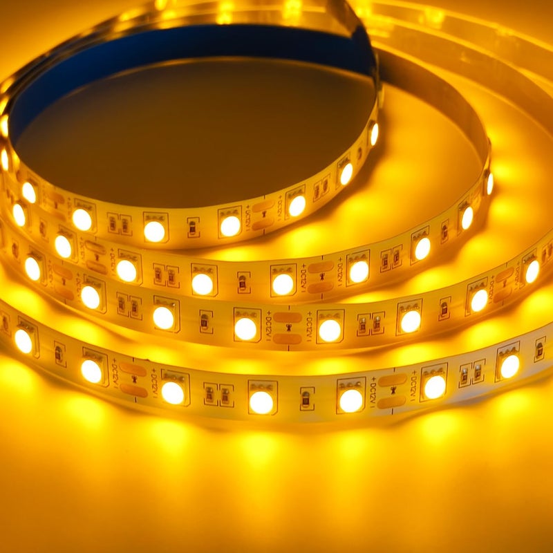 Meridian 12V Flexible SMD5050 Yellow LED Strip Light 5m - 300 LEDs CT - Image 1
