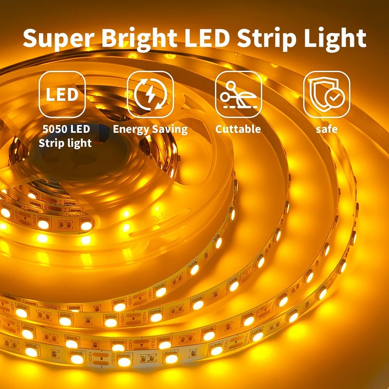 Meridian 12V Flexible SMD5050 Yellow LED Strip Light 5m - 300 LEDs CT - Image 2