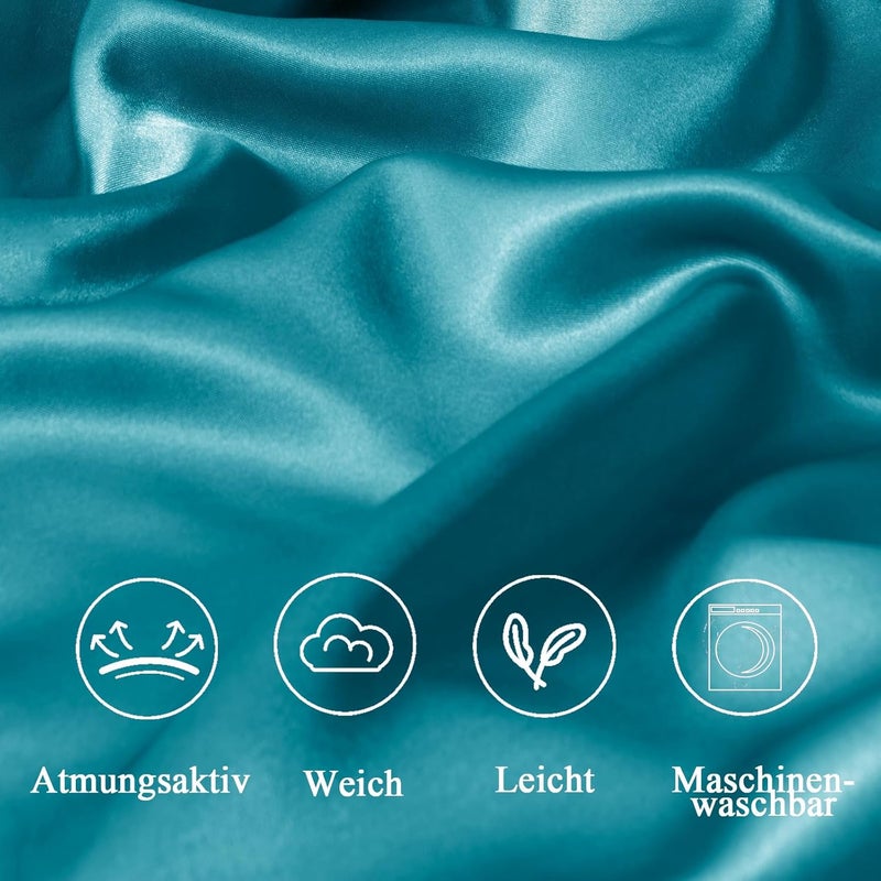 Vielit Satin Pillowcase 60 x 60 cm, Soft Similar to Silk Pillowcase 60 x 60 cm, Premiun Pillowcase 60 x 60 cm Pillowcases 60 x 60 cm Cushion Cover Blue Green for Hair and Skin Eco Certificate with Zip - Image 5