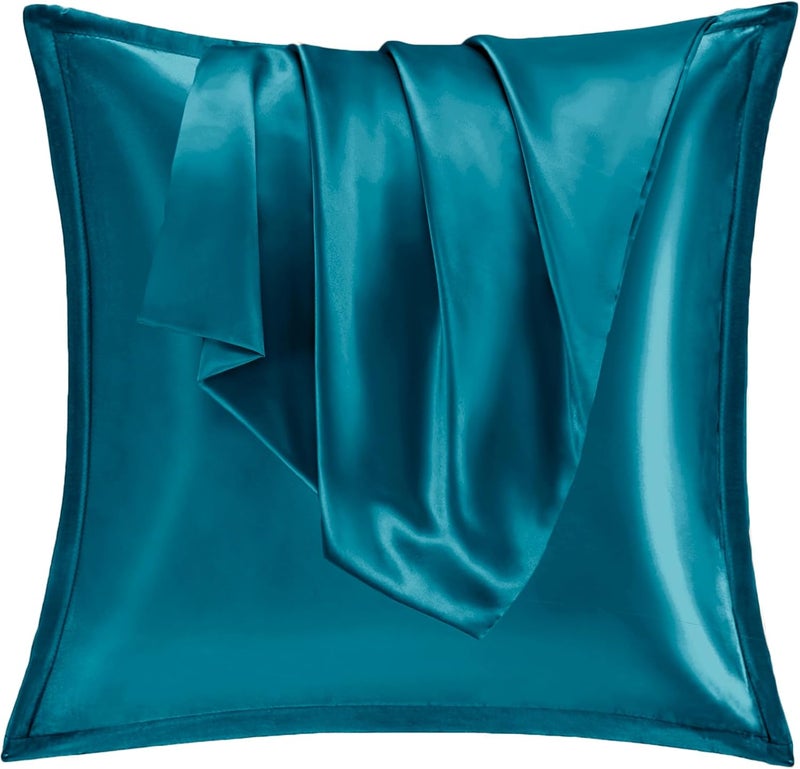 Vielit Satin Pillowcase 60 x 60 cm, Soft Similar to Silk Pillowcase 60 x 60 cm, Premiun Pillowcase 60 x 60 cm Pillowcases 60 x 60 cm Cushion Cover Blue Green for Hair and Skin Eco Certificate with Zip - Image 1