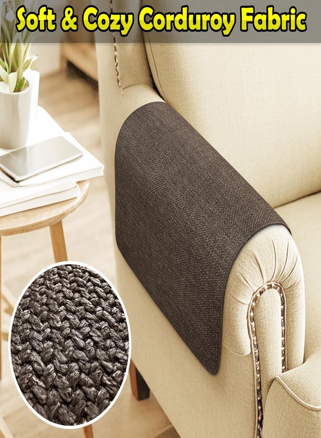 LovoGemy Couch Arm Covers, Waterproof Armrest Cover for Sofa, Armchair, Loveseat, Non-Slip Recliner Arm Covers, Sofa Headrest Covers, Arm Chair Covers Set of 2 (Brown, 24"×20") - Image 4