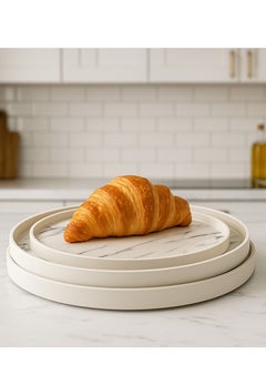 ALMUFARREJ 3 pieces of circular marble melamine trays  - Image 1