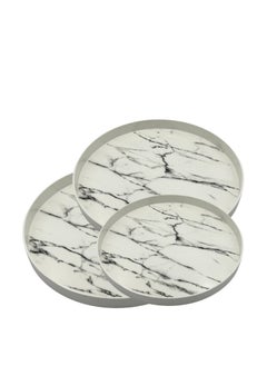 ALMUFARREJ 3 pieces of circular marble melamine trays  - Image 3
