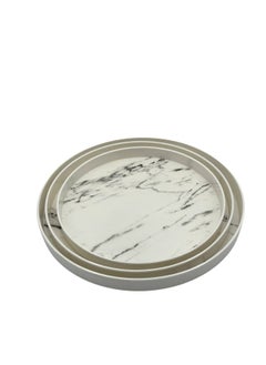 ALMUFARREJ 3 pieces of circular marble melamine trays  - Image 2