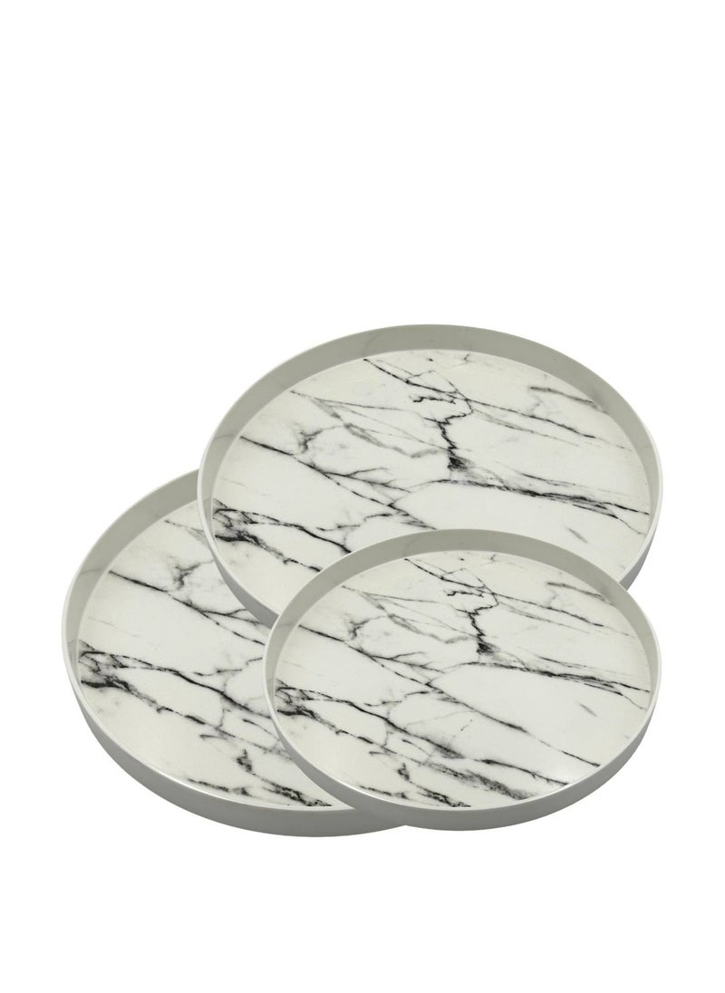 ALMUFARREJ 3 pieces of circular marble melamine trays  - Image 5