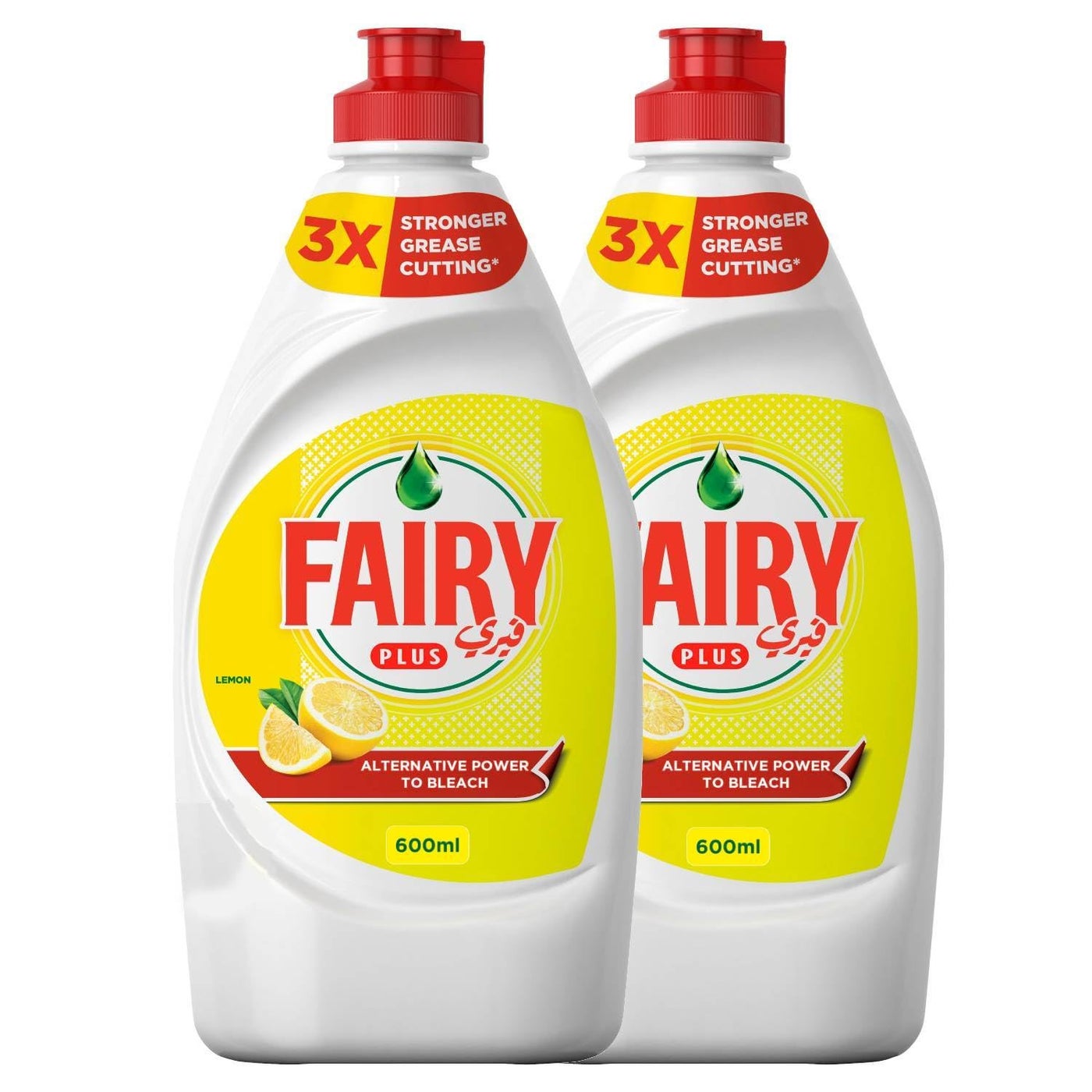 Fairy Lemon Dishwashing Liquid Soap - 2x600ml, 3X Grease Cutting Power